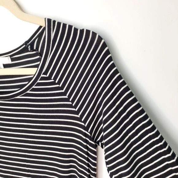 B.P. Tiny Stripe Long Sleeve Peplum Top - Picture 2 of 8